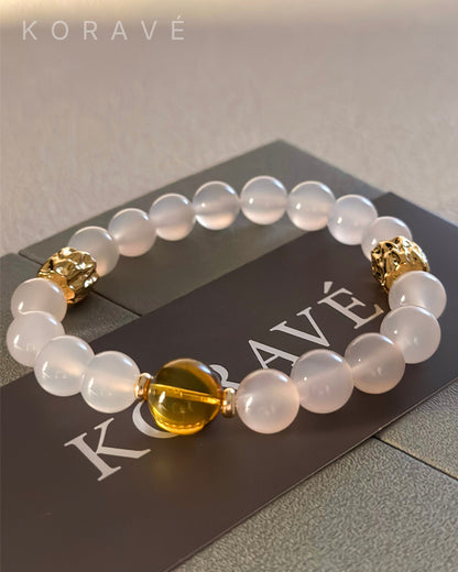 White agate and amber bracelet gift box packaging