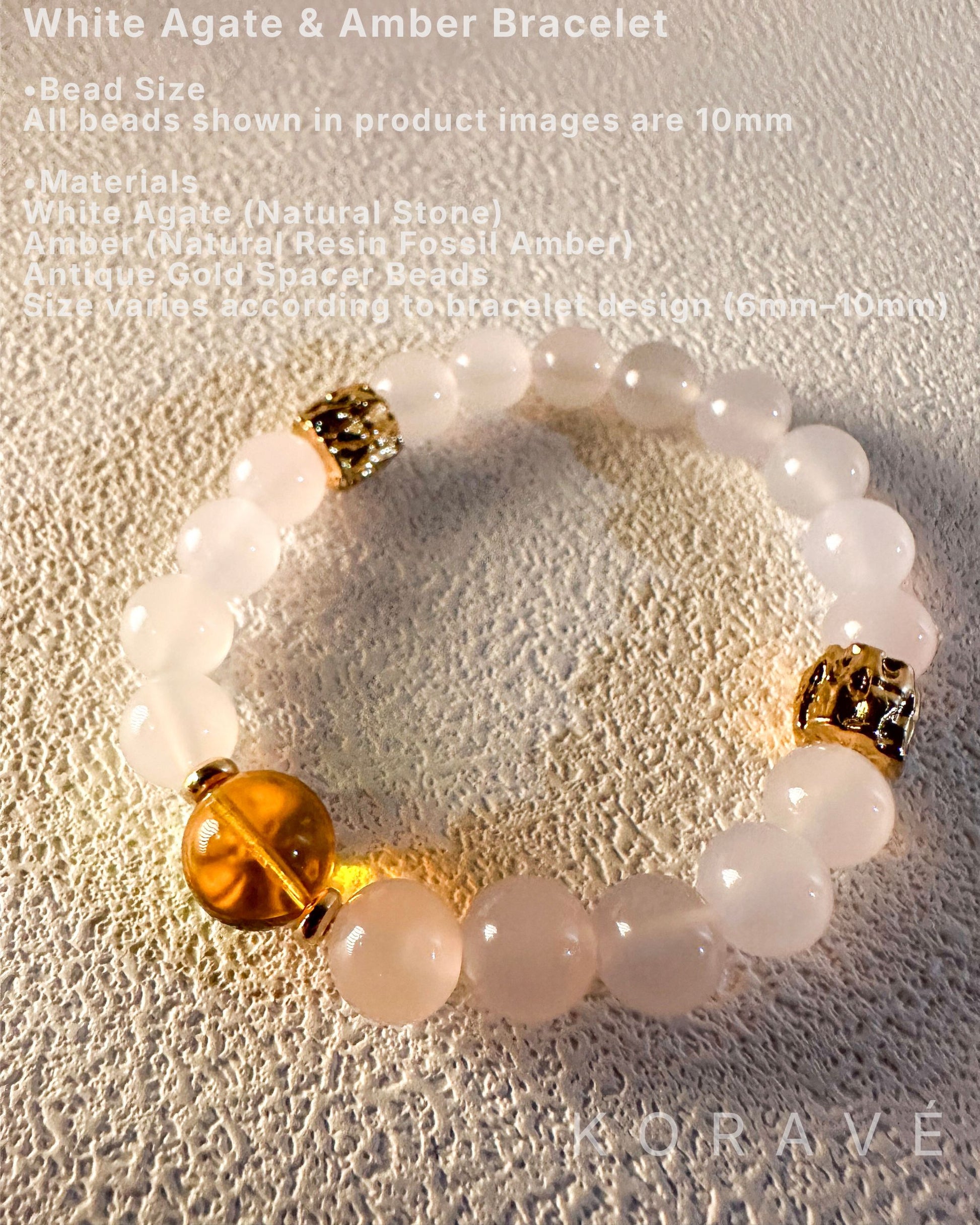 White agate and amber bracelet materials