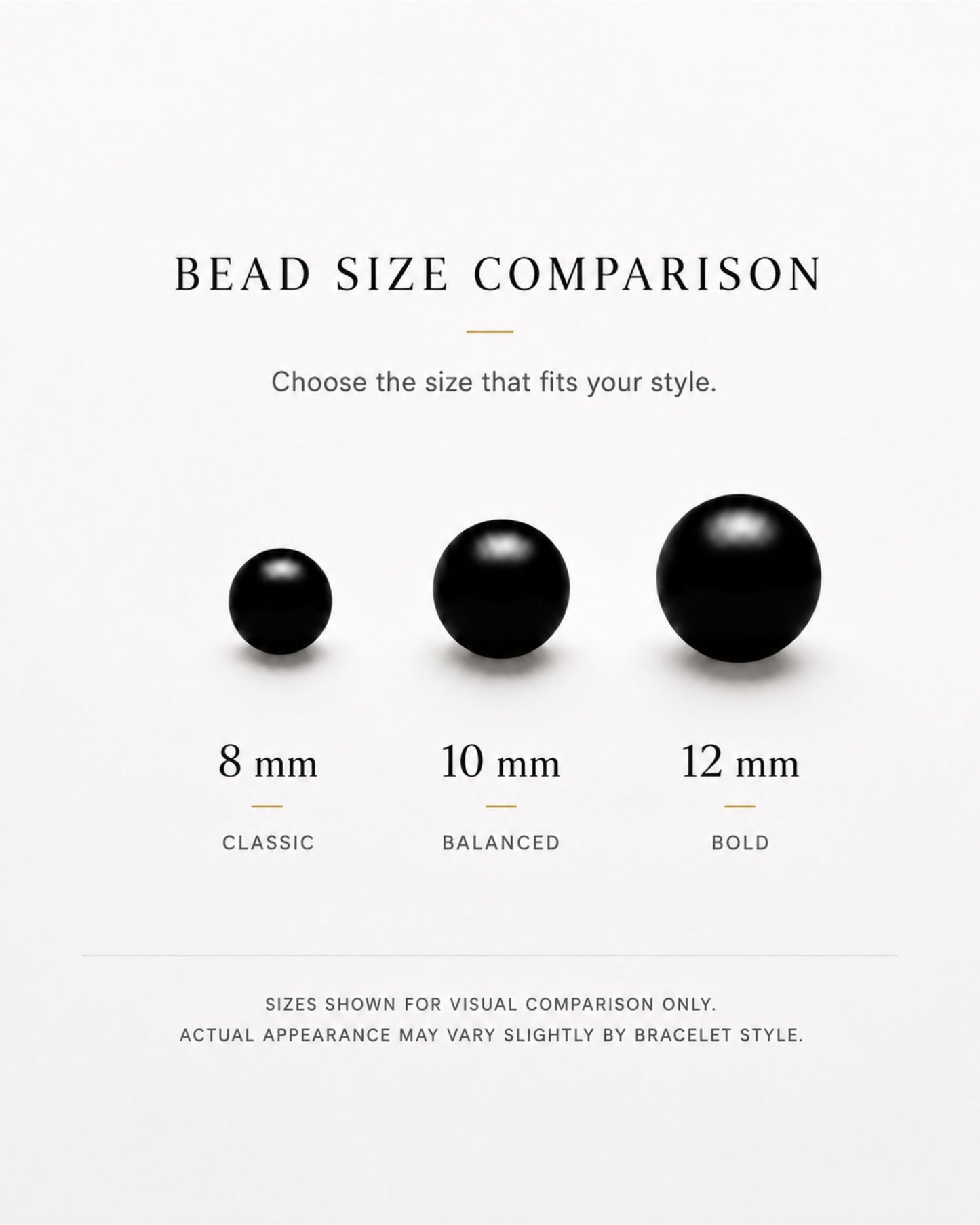 Obsidian bead size comparison