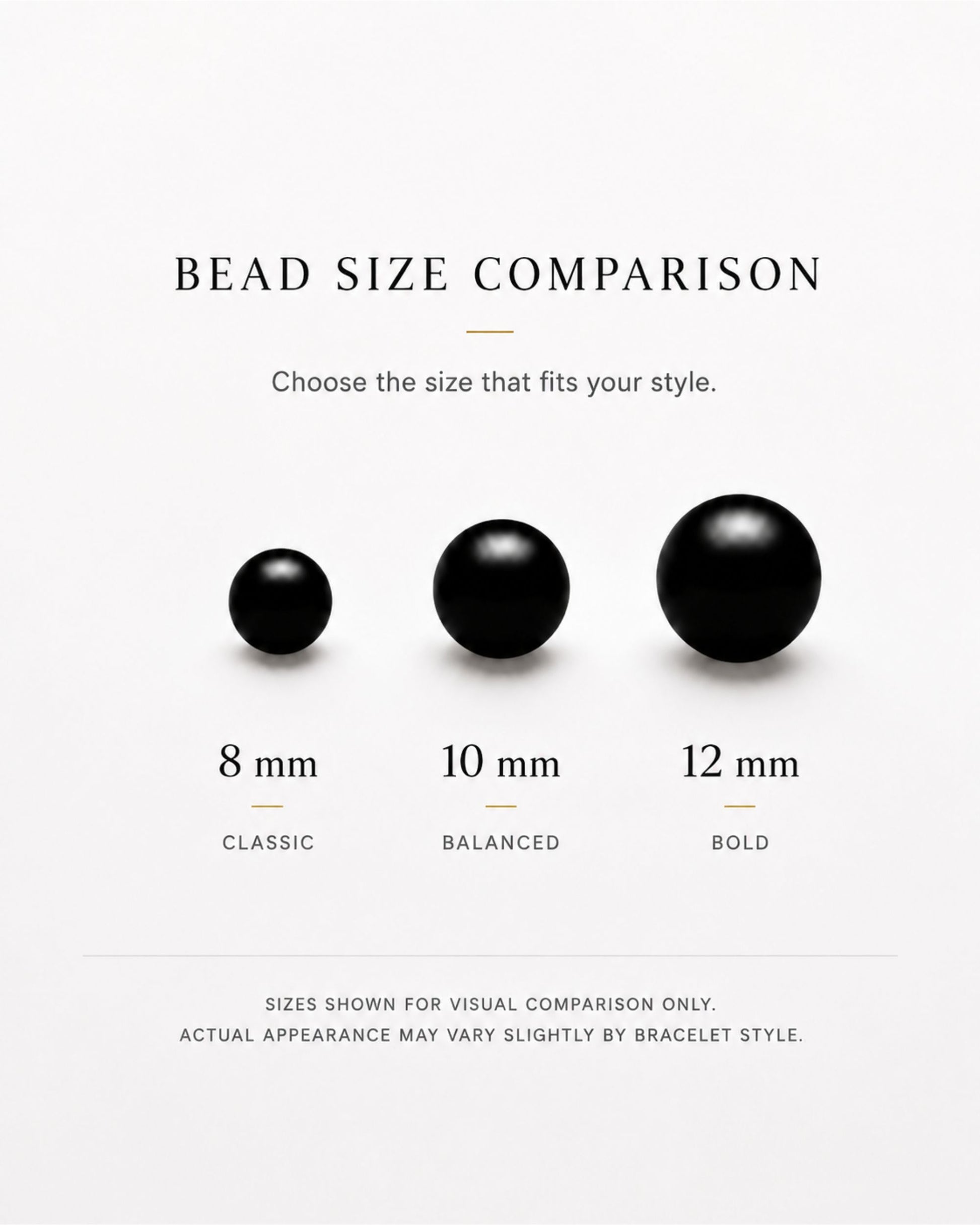 Obsidian bead size comparison