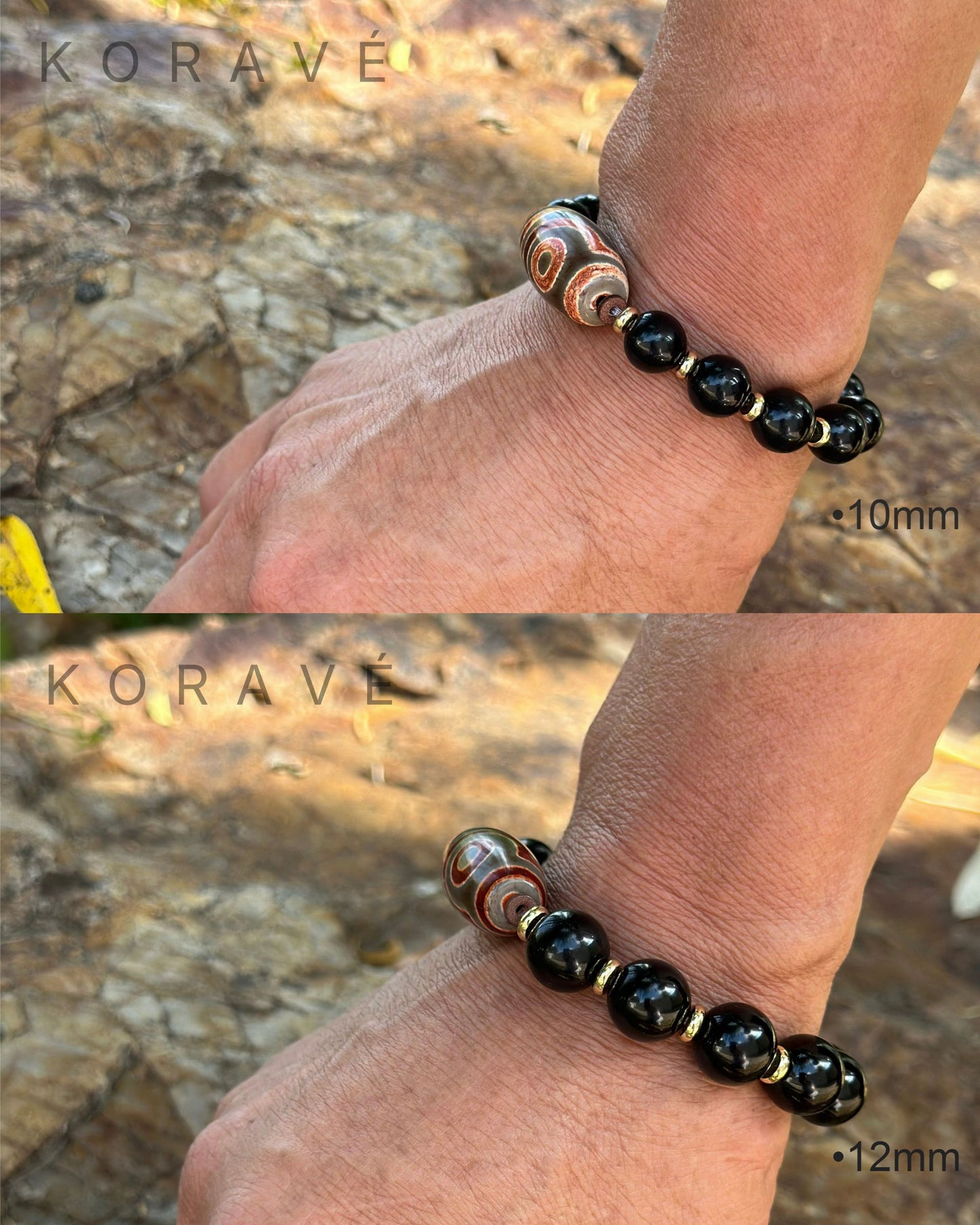 Obsidian Tibetan bracelet worn on wrist with minimalist jewelry style